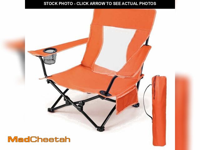 Lot 74-14310562 - Walchoice Folding Beach Chair for Adults, Low Seat Camping Chair with High Back, Wide Seat Chair wit...