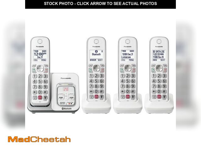 Lot 74-13628669 - Panasonic Cordless Phone with Answering Machine, Link2Cell Bluetooth Home Phones, Voice Assistant an...