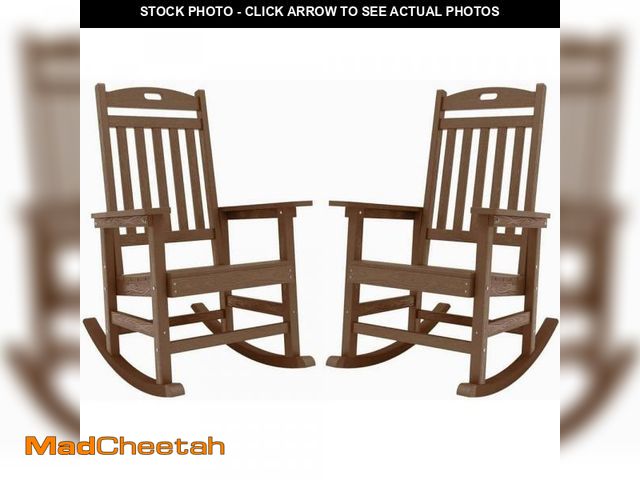 Lot 74-12173113 - Mximu Teak Plastic Patio Outdoor Rocking Chair, Fire Pit Adirondack Rocker Chair with High Backrest(...