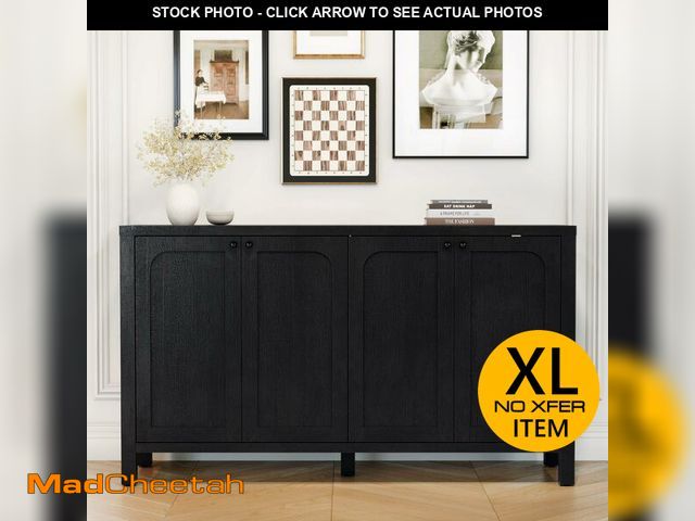 Lot 74-13564513 - GOUUN 55" Black Sideboard Buffet Cabinet with Storage Modern Credenza with Doors Heavy Duty Wood TV ...