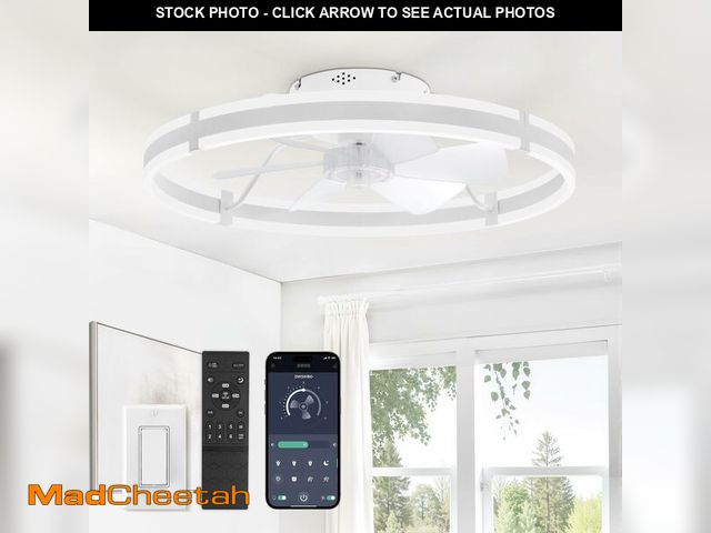 Lot 74-14215760 - ZMISHIBO 24 Inch Ceiling Fans with Lights and Remote, Modern Low Profile Ceiling Fan, 3000-6000K Dim...