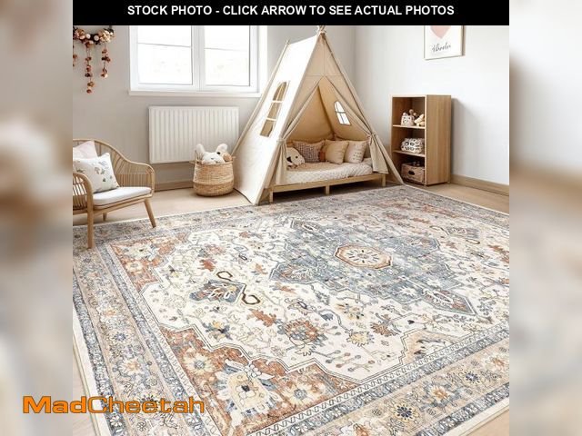 Lot 74-12490715 - Toyoso 5x7 Washable Area Rugs for Living Room - Vintage Distressed Floral Neutral Boho Farmhouse Thi...