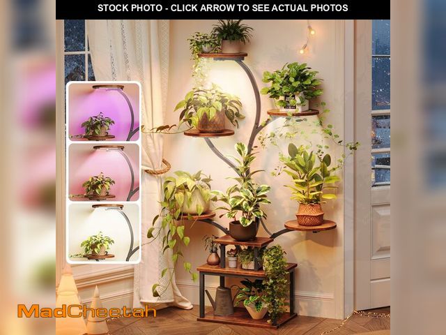 Lot 74-13573519 - PRAISUN 51 Inch Plant Stand with Grow Lights, 8 Tiered Indoor Plant Shelf with Larger Flower Holder,...