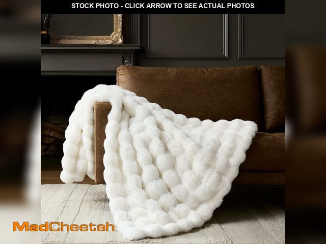 Lot 74-13550146 - WDCOZY Luxury Ivory Bubble Throw Blanket, Cream White Faux Fur Mink Plush Throw for Couch, Sofa and ...