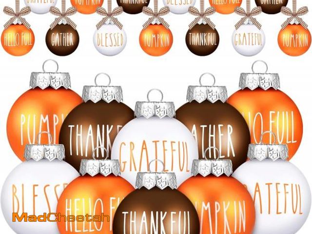 Lot 74-12332623 - Thinkday 24 Pcs Fall Ball Ornaments for Tree 2.36 Inch Thanksgiving Tree Decorations Orange Plastic ...