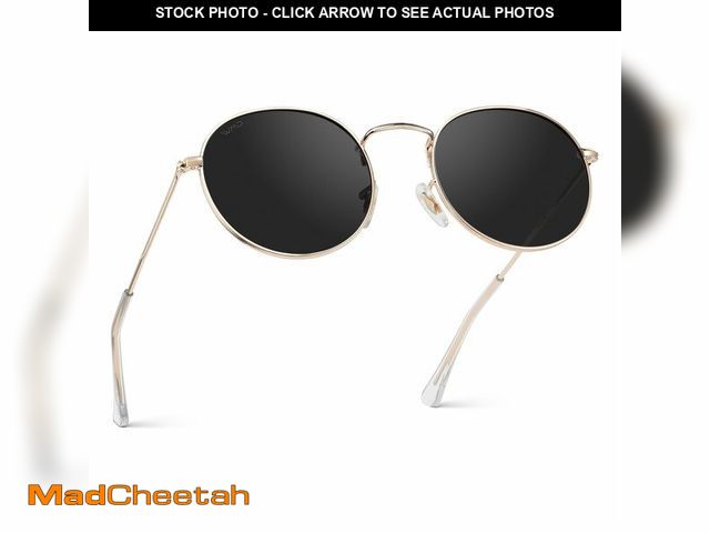 Lot 74-14215070 - WearMe Pro - Reflective Lens Round Trendy Sunglasses (Gold Frame/Black Lens, 51) - USED