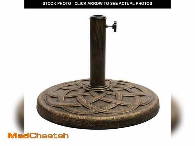 Lot 74-14115551 - USW US Weight 26 lbs. Round Cast Stone Decorative Pattern Outdoor Patio Umbrella Base in Bronze - UN...