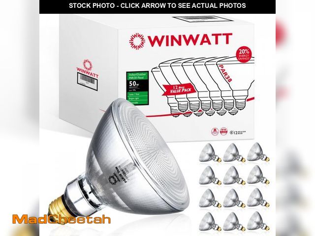 Lot 74-12151065 - WinWatt PAR38 Flood 12 Pack 540lm 50W Eq. ECO Halogen Light Bulb E26 Dimmable 25ÃÂ° Beam 2900K CRI1...
