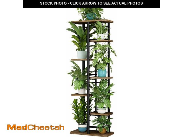 Lot 74-13583302 - LINZINAR Plant Stand 7 Tier 8 Potted Multiple Flower Pot Holder Shelf Indoor Outdoor Planter Rack St...