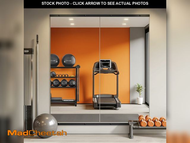 Lot 74-13836386 - TRAHOME Home Gym Mirror for Wall,56x28x2PCS Full Length,Glass Frameless Body Large Mirror for Home G...