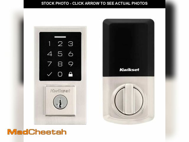 Lot 74-12517185 - Kwikset SmartCode 270 Contemporary Satin Nickel Touchpad Single Cylinder Electronic Deadbolt Featuri...