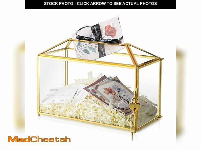 Lot 74-13548088 - Sanllusit 12.6" x 6" x 9" Wedding Card Box with Slot and Lock, Glass Card Holder for Party Reception...