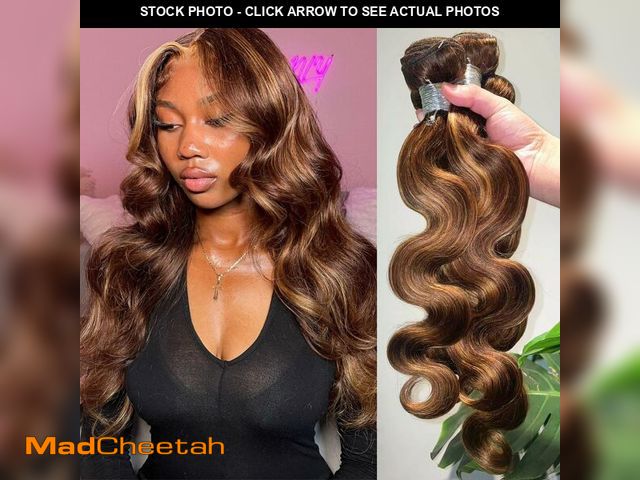 Lot 74-14331312 - AUROO Honey Blonde Highlight Body Wave 3 Bundles Human Hair 18 20 22 inch, 12A 100% Virgin P4/27 Bra...