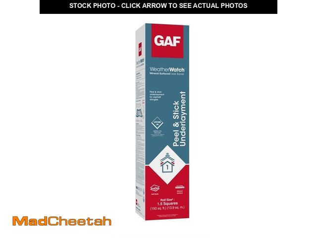 Lot 74-14074072 - GAF WeatherWatch 36 in. x 50 ft., 150 sq. ft. Mineral-Surfaced Peel and Stick Roof Leak Barrier Roll...