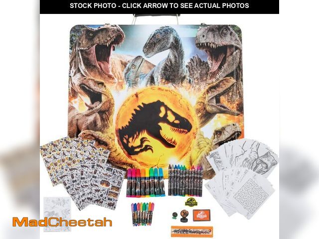 Lot 74-14148825 - Innovative Designs Jurassic World Deluxe Activity Set for Kids with Carrying Tin, Coloring Sheets, S...
