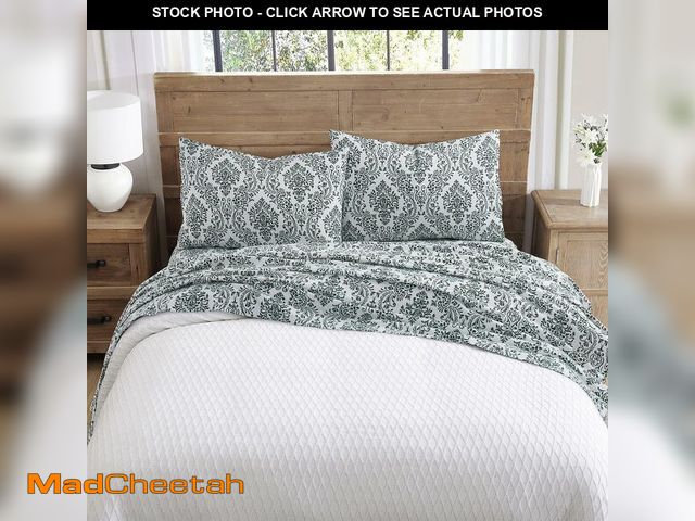 Lot 74-12717626 - TAHARI Home - Queen Sheets, 4-Piece Cotton Flannel Bedding with Matching Pillowcases, Deep Pockets, ...