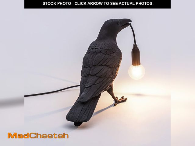 Lot 74-14479718 - Pizga Art Deco Table Lamp, Raven Design, Resin, Black Right, for Living Room Decoration - UNUSED