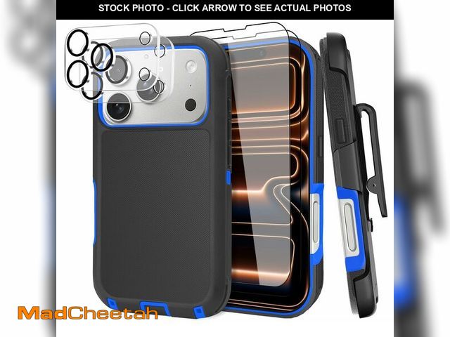 Lot 74-13543081 - for iPhone 17 Pro Case (6.3"), with Belt Clip Holster and 2 Screen Protector+2 Camera Lens,Tough Dur...