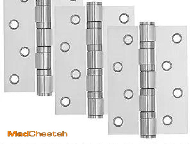 Lot 74-12129834 - Stainless Steel Door Hinges - 4 x 3 Inch Ball Bearing Hinges with Square Corners - Heavy Duty, 3 Pac...