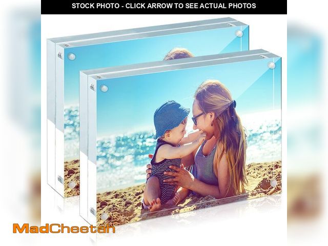 Lot 74-14209485 - HELPLEX Acrylic Frame, 2 Pack 4x6 Acrylic Picture Frames, 20mm Thicker Frameless Clear Frame Double ...