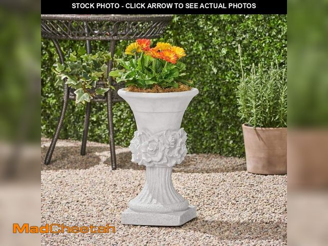 Lot 74-14312678 - CHRISTOPHER KNIGHT HOME Bohnhof 11.75 in. W x 19.5 in. H Antique White Lightweight Concrete Outdoor ...