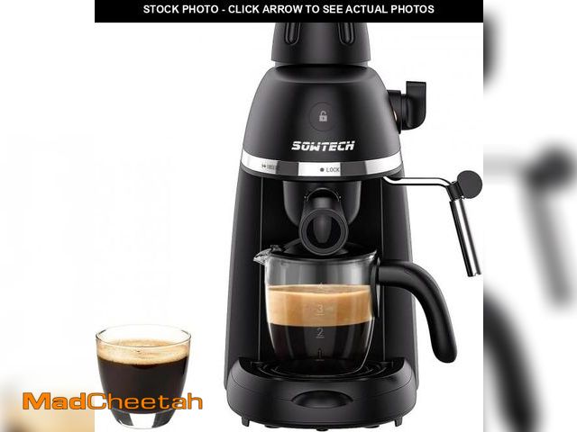 Lot 74-12331919 - SOWTECH Coffee Machine, 3.5 Bar Espresso Cappuccino Machine with Milk Frother, 1-4 Cup Portable Coff...