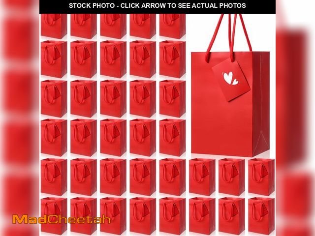 Lot 74-13574441 - Sherr 50 Pcs Red Gift Bags with Handles Tags 5.3 x 3.7 x 8.1 Inches Small Glossy Paper Bags Bulk Wed...