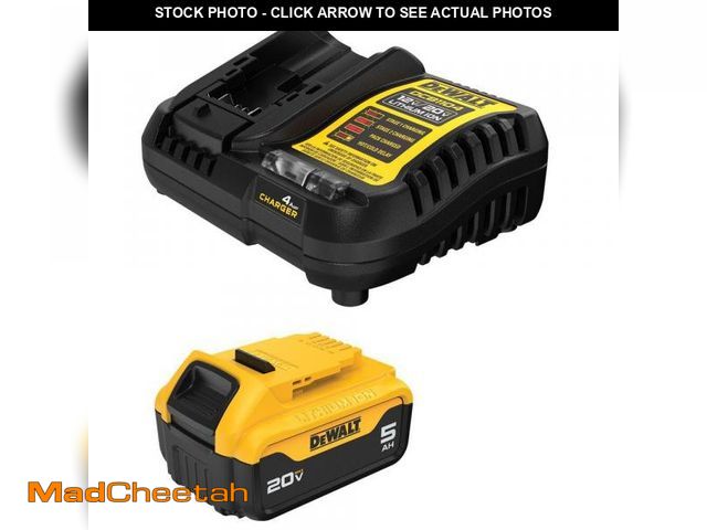 Lot 74-12085893 - DEWALT 20-Volt Maximum XR 5.0 Ah Battery Pack and Charger - USED