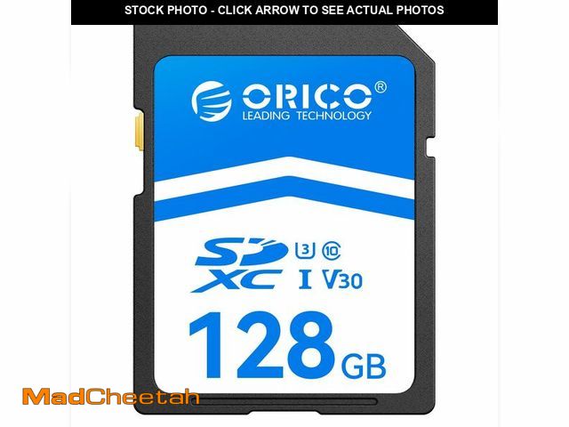 Lot 74-14270844 - ORICO 128GB SDXC UHS-I Memory Card, C10, U3, V30, 4K Full HD, Up to 100MB/s Read, 4K Video SD Card f...
