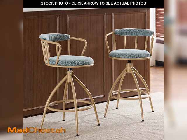 Lot 74-13046093 - Zimtown Chenille Swivel Bar Stools Set of 2, 26'' Modern Padded Counter Height Barstools, Upholstere...