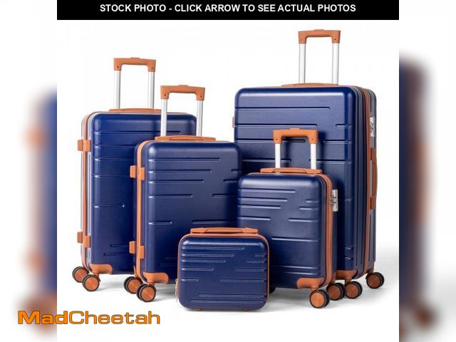 Lot 74-12480631 - Zimtown Luggage 5 Piece Sets Suitcase ABS Hardside with Spinner Wheels and TSA Lock, Navy Blue - UNU...