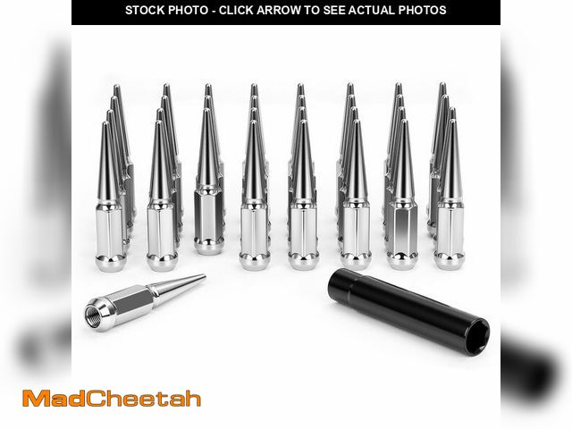 Lot 74-14059821 - Glorider M14x1.5 Spike Lug Nuts, 32pcs 4.4" Chrome Spiked Lug Nut for Chevy Silverado GMC Sierra 150...