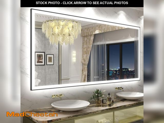 Lot 74-12387834 - CHARMOR 72x40 Inch Framed LED Bathroom Mirror, Large Lighted Vanity Mirror for Wall, Dimmable, Anti-...