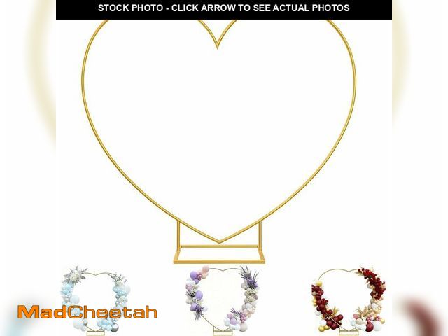 Lot 74-13709052 - 6.7 Ft Heart Arch Stand for Proposal, Heavy Duty Gold Metal Heart Shape Wedding Arch Photo Backdrop ...