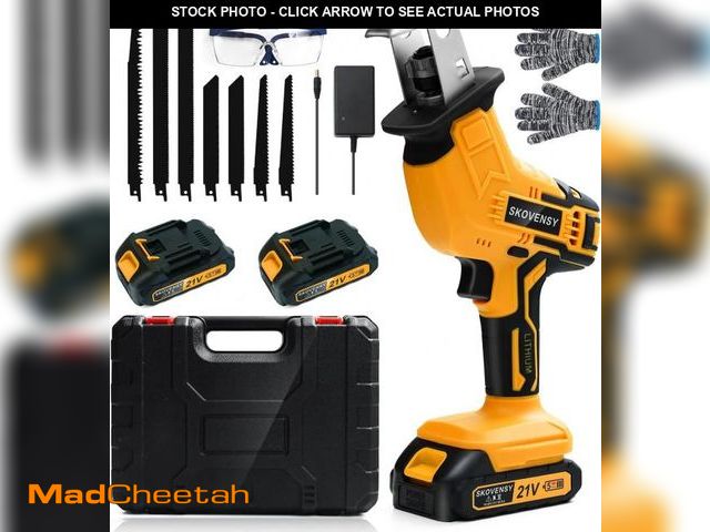Lot 74-11548411 - Cordless Reciprocating Saw, 2.0Ah Battery x2, Cordless Variable Speed, Blades Kit for Wood/Metal/PVC...