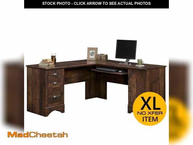 Lot 74-13673914 - Sauder Harbor View L Shaped Computer Desk Home Office with File Cabinet Storage Drawer, Cable Manage...