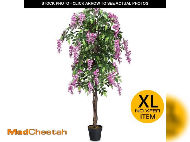 Lot 74-14342671 - HONEY JOY 6 ft. Pink Artificial Flower Wistera Silk Tree in Pot for Indoor and Outdoor - UNUSED