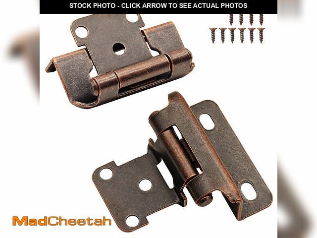 Lot 74-12702544 - Kitchen Cabinet Hinges Oil Rubbed Bronze, 8 Pack (4 Pairs) 1/2" Overlay Partial Wrap Self Closing Ca...