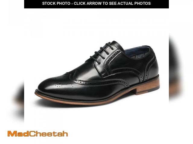 Lot 74-12433980 - Bruno Marc Men's Lace Up Soft Cap-Toe Formal Dress Shoes,Size 10,Black-Wingtip,Louis_2 - UNUSED