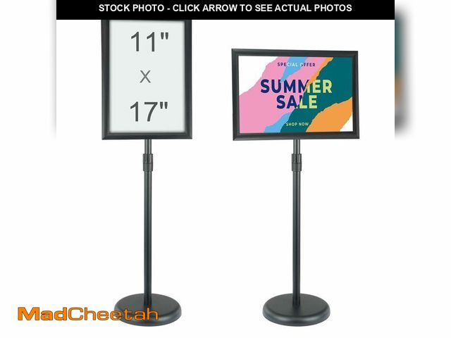 Lot 74-12555773 - VEVOR Pedestal Sign Holder, 11 x 17 Inch Vertical and Horizontal Adjustable Poster Stand, Heavy-Duty...