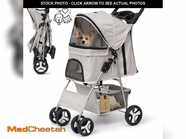 Lot 74-12799655 - Naipo Pet Dog Stroller for Small Dogs and Cat, Foldable 4 Wheel  Pet Stroller with Storage Basket, T...