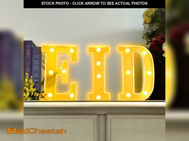 Lot 74-13711432 - 3Pcs LED EID Light Up Letters, Battery-Powered Letters Sign Lights, Warm White Decorative Night Ligh...