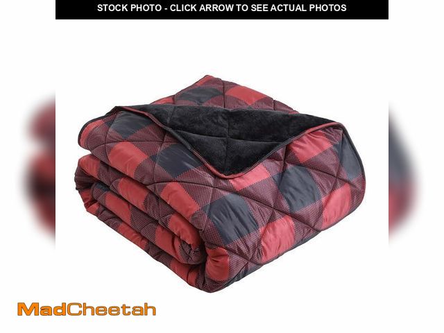 Lot 74-12687705 - Coleman Oversized Cozy Warm Outdoor &amp; Indoor Water Repellent Eazy Care Reversible Red/Black Thro...