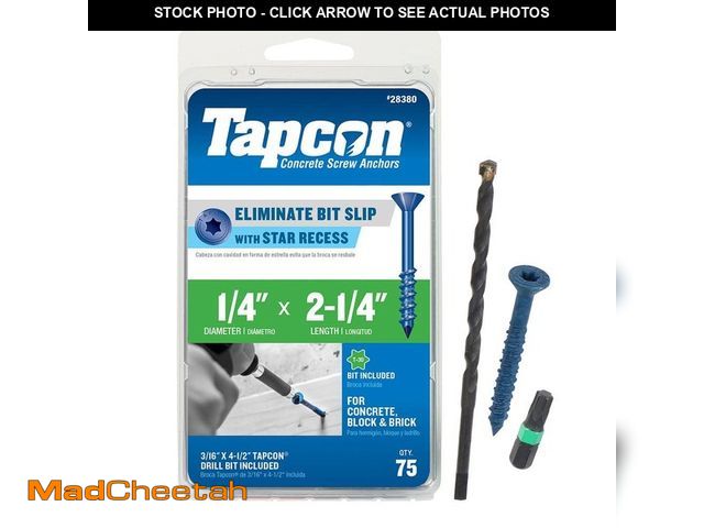 Lot 74-12777664 - Tapcon 1/4 in. x 2-1/4 in. Star Flat-Head Concrete Anchors (75-Piece) - USED