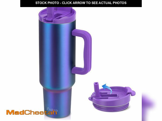 Lot 74-12719407 - Zukro 50 oz Tumbler With Handle and Flip Straw, Leak Proof Lid, Insulated Stainless Steel Reusable G...