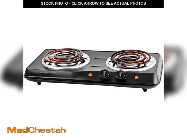 Lot 74-12828062 - OVENTE Electric Countertop Double Burner, 1700W Cooktop with 6" and 5.75" Stainless Steel Coil Hot P...
