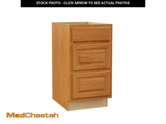 Lot 74-13821781 - Hampton Bay Hampton 18 in. W x 24 in. D x 34.5 in. H Assembled 3-Drawer Base Kitchen Cabinet in Medi...