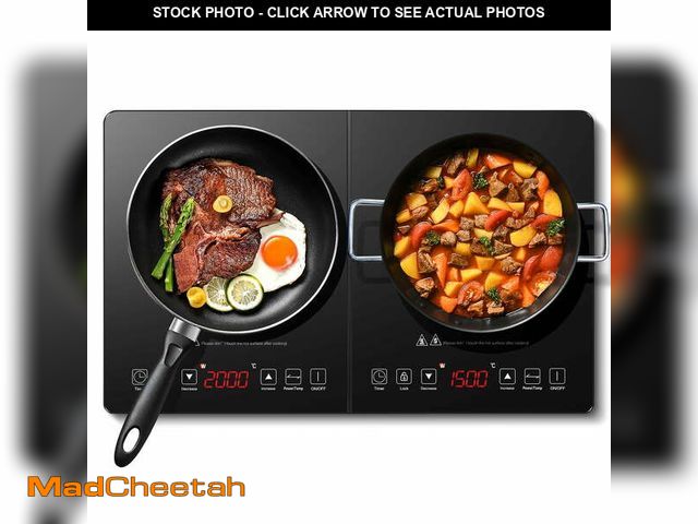 Lot 74-14585141 - Sunmaki Portable Double Induction Cooktop, 1800W Electric Countertop Stoves with Sensor Touch for Co...