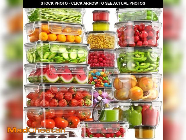 Lot 74-13565489 - 40 PCS Food Storage Containers with Lids Airtight (20 Containers &amp; 20 Lids), 100% Leakproof Meal...
