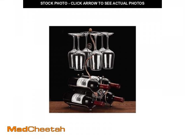 Lot 74-12053276 - Wine Rack and Wine Glass Holder-Hold 4 Wine Bottles and 6 Glasses-Perfect for Home Kitchen Decor &am...